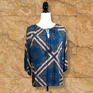 Natural Reflections Boho 3/4 Sleeve Blouse